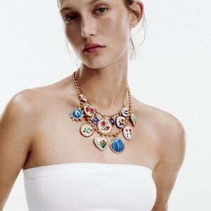 Dolce Italian Enamel Charm Statement Necklace